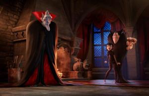 The ancient, undead and incredibly grumpy vampire Vlad (voiced by Mel Brooks) pays an impromptu visit to his son Dracula (Adam Sandler), granddaughter Mavis (Selena Gomez) and her boyfriend Johnny (Andy Samberg) in Sony Pictures Animation&apos;s HOTEL TRANSYLVANIA 2, in theaters September 2015. (PRNewsFoto/Sony Pictures Animation)
