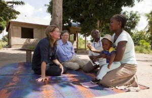 Bill and Melinda Gates meet a mother and child in Mapinga, Tanzania. (PRNewsFoto/Bill & Melinda Gates Foundation)